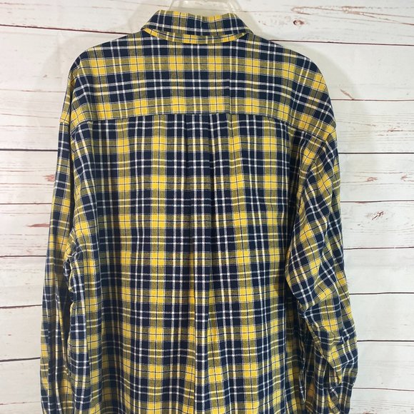 SOLD Eddie Bauer Black & Yellow Plaid Flannel Long Sleeve Shirt NWOT - Picture 9 of 14